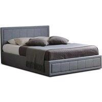 Home Treats Upholstered Bed | Ottoman Bed Frame | Grey Fabric Bed Frame (Double, No Mattress)