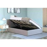 Side Lift Ottoman Bed Double Bed Frame With Under Bed Storage | Grey Bed Frame With Storage Underneath 4FT6 135 x 190cm (Double, No Mattress)