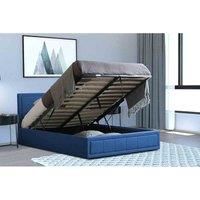 Ottoman Bed Frame Navy Blue Bed With Storage & Mattress Single Small Double King