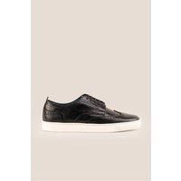 Oswin Hyde Men's Stan Leather Brogue Smart Casual Sneakers in Black | Size: 11