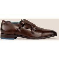Oswin Hyde Men's Hadley Leather Monk Strap Shoes in Brown | Size: 8