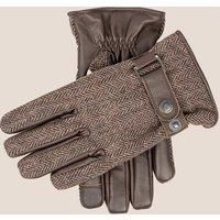 Edwin Leather Herringbone Tweed Gloves