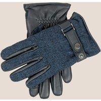 Edwin Leather Herringbone Tweed Gloves