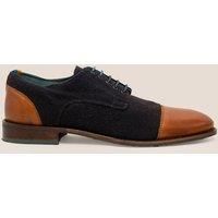 Oswin Hyde Thomas Leather Men Derby Shoes with Capped Toe and Navy Felt Details