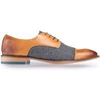Oswin Hyde Eldridge Men/'s Luxury Capped Toe Derby Leather Shoes with Felt Detailing Tan