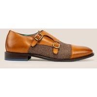 Oswin Hyde Oscar Men/'s Smart Office Formal Monk Shoes - Genuine Leather Double Buckle Durable Soles Cognac