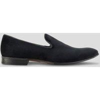 Mens Oswin Hyde ALFIE Velvet Party Wedding Slip On Smoking Slipper Shoes Black
