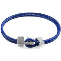 ANCHOR & CREW Men's Brixham Silver & Round Leather Bracelet in Blue | Size: 21 cm