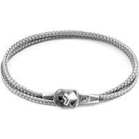 ANCHOR & CREW Men's Tenby Silver & Rope Bracelet in Grey | Size: 21 cm