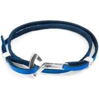 ANCHOR & CREW Men's Flyak Anchor Silver & Flat Leather Bracelet in Blue