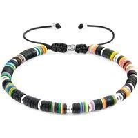 Kivu Silver and Vinyl Disc Macrame Bracelet