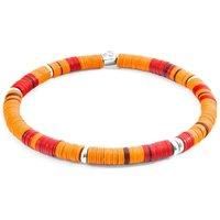ANCHOR & CREW Men's Malawi Silver & Vinyl Disc Bracelet in Orange | Size: 21 cm
