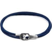 ANCHOR & CREW Men's Tenby Silver & Rope Bracelet in Navy | Size: 23 cm