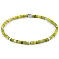 ANCHOR & CREW Men's Tekapo Silver & Stone Bracelet in Green | Size: 23 cm