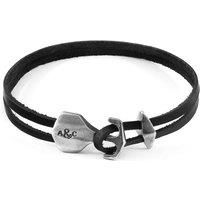 Delta Anchor Silver and Flat Leather Bracelet