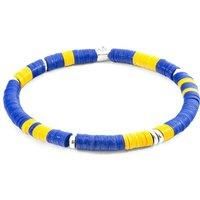 ANCHOR & CREW Men's Malawi Silver & Vinyl Disc Bracelet in Blue | Size: 19 cm