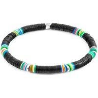 ANCHOR & CREW Men's Nakuru Silver & Vinyl Disc Bracelet in Black | Size: 23 cm