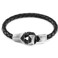 Alderney Silver and Braided Leather Bracelet