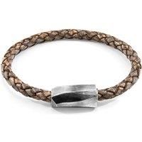 ANCHOR & CREW Men's Hayling Silver & Braided Leather Bracelet in Grey | Size: 23 cm