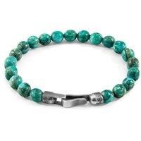 ANCHOR & CREW Men's Nachi Silver & Stone Beaded Bracelet in Blue | Size: 19 cm