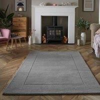 Living Room Rugs Made From 100% Natural Wool - Low Pile, Hand Crafted Rugs Living Room - Area Rugs for Living Room in Silver - Lounge Rugs 80x150cm