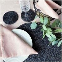 Esselle Ure Jute Rope Black Colour Coaster With Tie Set Of 4
