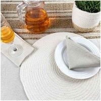 Esselle Tweed Round Cotton Placement 38cm Cream Colour Set Of 2