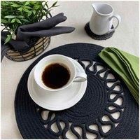 Esselle Nene Round Cotton Sprial Placement 38cm Black Colour Set Of 2