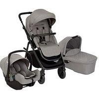 Graco Near2Me DLX Stylish Trio Including raincover, carrycot and car seat - Suitable from Birth to Approx. 4 Years (22kg). 3 x Slide2Me Height adjustments, Ash Fashion