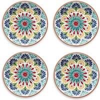Purely Home Rio Medallion Outdoor/Camping/BBQ-Plastic/Melamine Dinner Plates x 4