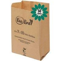 7L & 10L - 50 x Paper Compostable Brown Caddy Food Waste Bin Liners/Bin Bags
