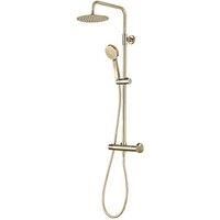 Highlife Bathrooms Spey Rear-Fed Exposed Brushed Brass Thermostatic Shower (888HL)