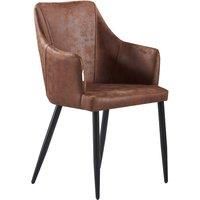 Life Interiors Single Zarah Faux Leather Dining Chair Armchair For Dining Room Kitchen Office Brown, Brown