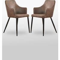 Life Interiors Set Of 2 Zarah Faux Leather Dining Chairs Armchairs For Dining Room Kitchen Office Brown, Brown