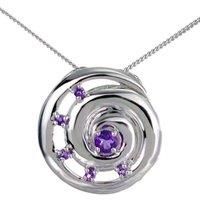 Natural Amethyst Necklace Sterling Silver Ammonite Purple Gemstone Handmade