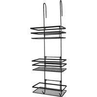 3 Tier Non Rust Hanging Shower Caddy Bathroom Organiser in Black - Black