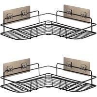 House of Home Corner Shower Caddy - Self Adhesive Waterproof Bathroom Organizer Shelves - No Tools Needed - Modern Shower Storage & Organiser for Soap & Shower Gel - 2 Pack, Black
