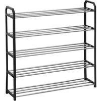5 Tier Freestanding Shoe Rack for up to 15 - 20 Pairs - Black or Grey