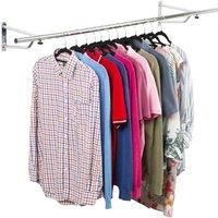House Of Home Clothes Rail Wall Mounted Garment Hanging Wardrobe Rack Storage 5Ft Length, Silver