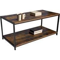 Coffee Table Rustic Wooden Brown Grain Finish Living Room Storage Shelf 2 Tier