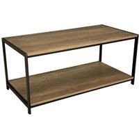 Coffee Table Rustic Wooden Grey Grain Finish Living Room Storage Shelf 2 Tier