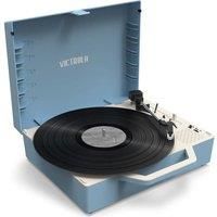 Victrola Re-Spin – Sustainable Suitcase Vinyl Record Player, 3-Speed (33 1/3, 45 & 78 RPM), Belt-Driven Bluetooth Turn Table with Built-in Bass Radiator, 3.5mm Headphone Jack (Light Blue)