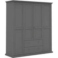 Paris Wardrobe With 4 Doors And 2 Drawers In Matt Grey
