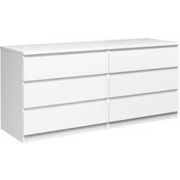 Naia Wide Chest Of 6 Drawers (3+3) In White High Gloss