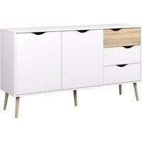 Furniture To Go | Oslo Sideboard - Large - 3 Drawers 2 Doors in White and Oak