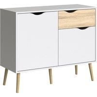 Sideboard White Oak Black Small 1 Drawer 2 Doors Living Room Oslo