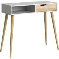 Oslo Console Table 1 Drawer 1 Shelf In White And Oak Effect