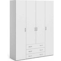 Space Wardrobe with 4 Doors and 3 Drawers, white