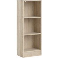 Basic Low Narrow Bookcase with 2 Shelves, Oak