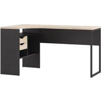Function Plus Corner Desk 2 Drawers In Black Matt And Oak Effect
